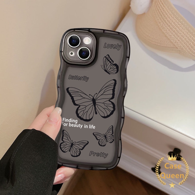 Soft Case Tpu Motif Kupu-Kupu Hitam Retro Untuk iPhone 7Plus 12 13 11 14 Pro Max XR 6s 6 8 714 Plus X XS Max SE 2020