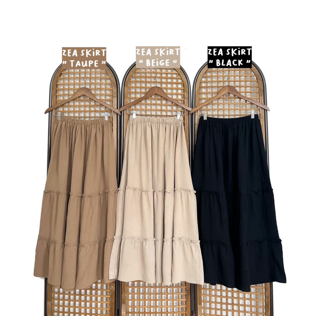 Zea SKirt/rok panjang/ rok remaja/ rok polos/ bawahan prempuan/ rok terlaris/ rok hitam/ rok beige