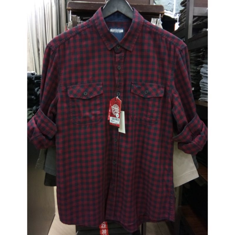 Kemeja Lengan Panjang Pria Cardinal Jeans Original Mens CAKAI01915J 11A Merah Original