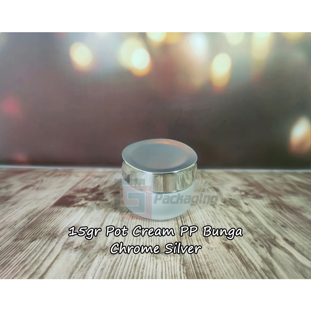 15gr pot krim pp bunga / pot cream pp flower silver 15 gr