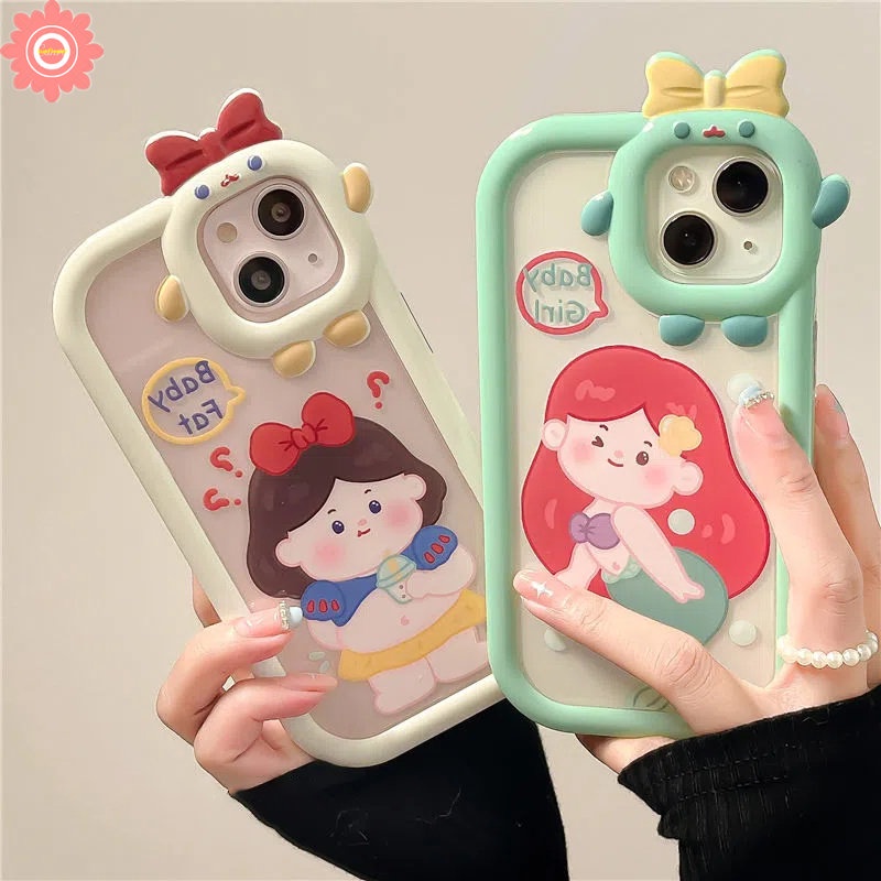 Case Desain Disney Princess Mermaid Monster 3D Untuk Realme C12 C25 C15 C31 C35 C21Y C33 9 9Pro + C21 C25Y C20A C30 C25s 8 8Pro 7 C11 C20I 62 C11I C20