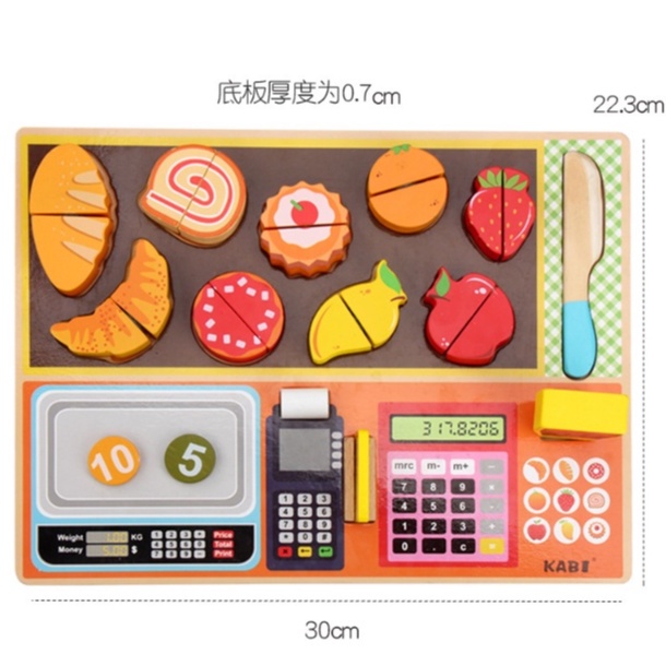 KABI Wooden FRUIT STORE Board Puzzle Game / Mainan Kayu Pretend Play Anak Masak-Masakan / Mainan Pretend Play Kasir Fruit Store / Mainan Toko Buah-Buahan Anak / Mainan Edukasi Puzzle Kayu Berkualitas