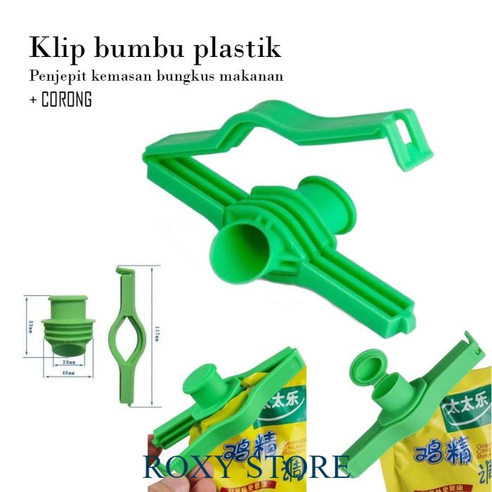 KLIP BUMBU PLASTIK PENJEPIT KEMASAN BUNGKUS MAKANAN + CORONG