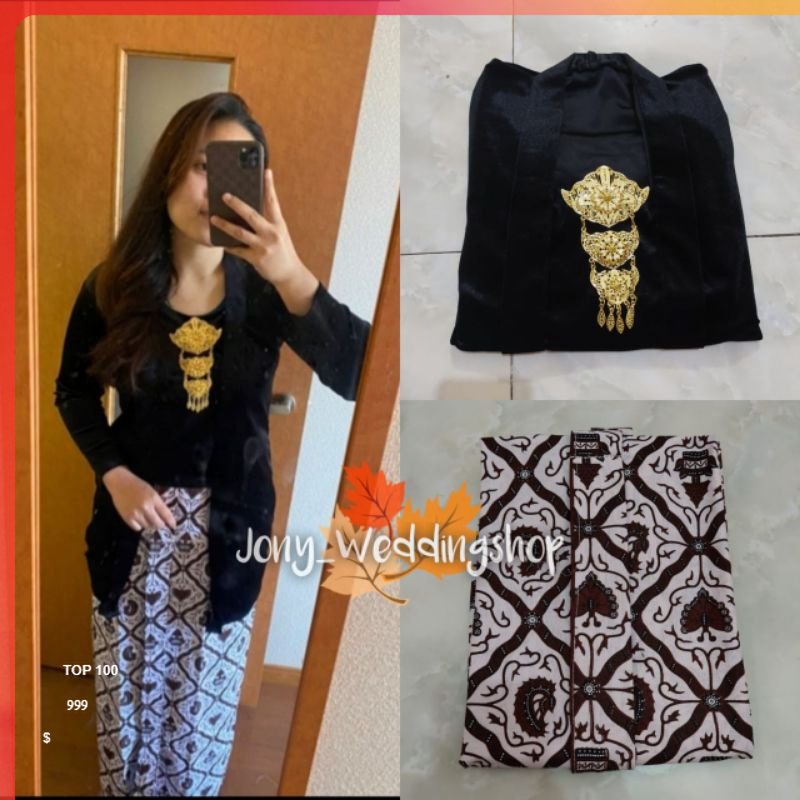 Kebaya Wanita Bludru Set Baju Adat Kebaya Bludru + Jarik Wiru - Motif Sido Luhur Kebaya Bludru