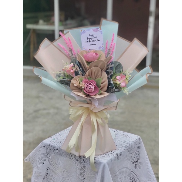 Buket hijab isi 2 + bunga kado guru