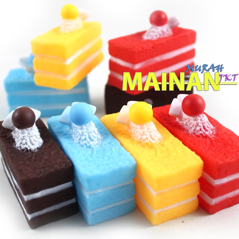 MAINANKEI MAINAN ANAK MURAH SQUISHY CAKE SS1576 KUE POTONG ULANG TAHUN KUE LAPIS MAKANAN KUE BUNYI CIT CIT