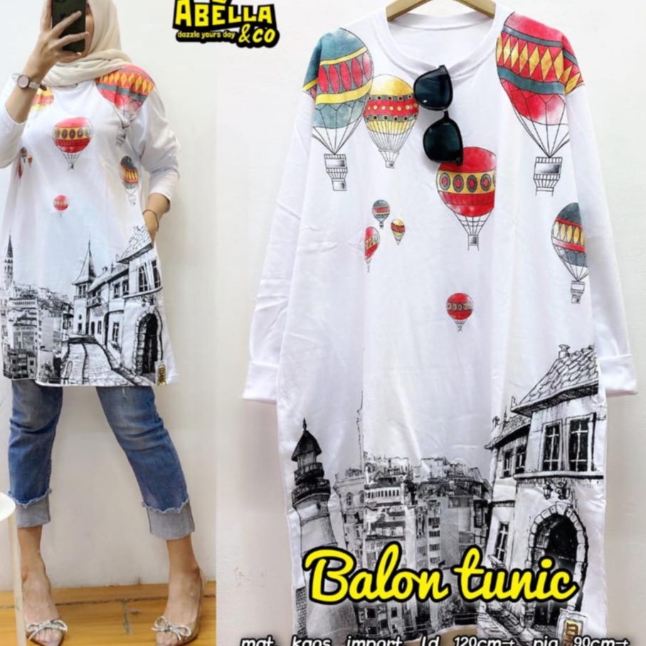BALON TUNIK ORI ABELLA TUNIK WANITA BAHAN KAOS IMPORT JUMBO