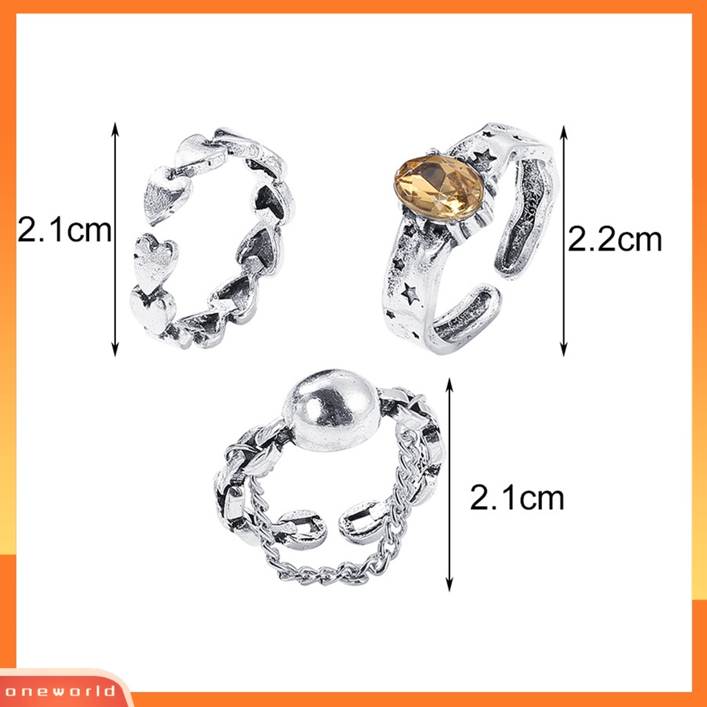 3 / 5Pcs Cincin Knuckle Model Terbuka Bahan Alloy Desain Hati Hollow Untuk Aksesoris Perhiasan