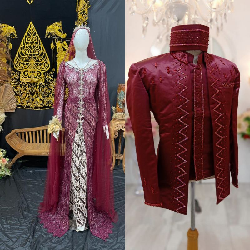 CAUPLE DRES KEBAYA CHANTYLI //CAUPLE PASANGAN KEBAYA AKAD MODREN /KEBAYA PASANGAN TERBARU// AKAD EKOR PREMIUN//BAJU PENGANTIN TERBARU|KEBAYA DRESS MODERN//KEBAYA MASA KINI