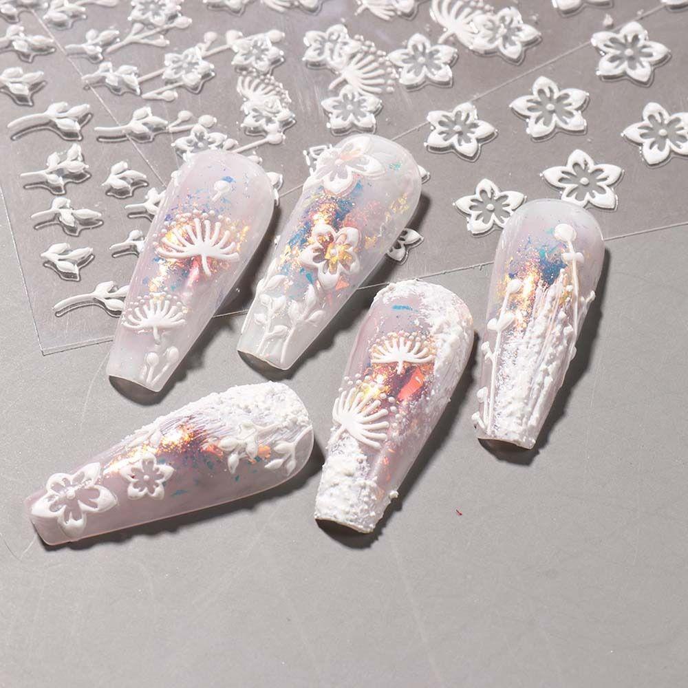 Mxbeauty Bunga Stiker Kuku Wanita Fashion Bintang Manikur Aksesoris Relief Nail Art Dekorasi