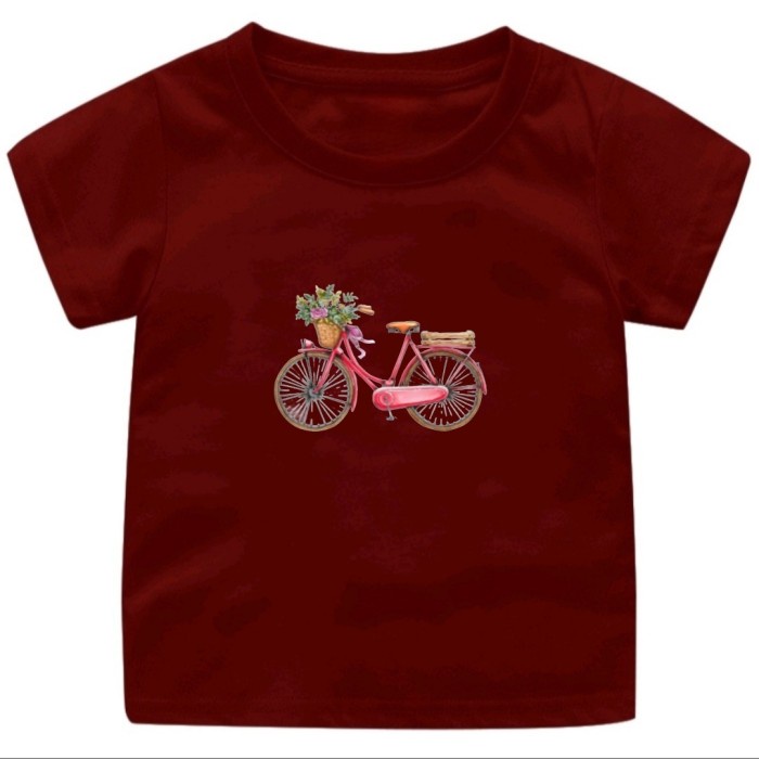 Hemat Kaos Baju Anak Perempuan Dan Laki Laki Usia 1-10 Tahun Gambar Sepeda