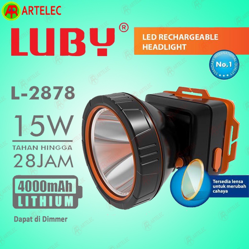 Senter Kepala Luby L-2878 15w Dimmer HeadLight
