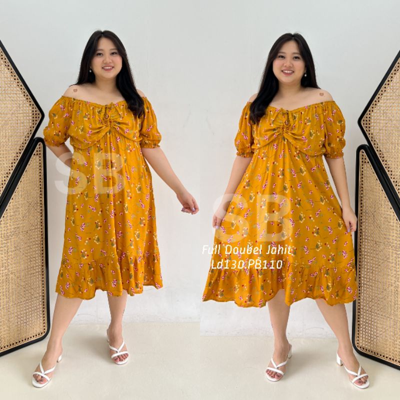 dress jumbo baju jumbo polos serut dada kasandra big size xxxl ld130premium