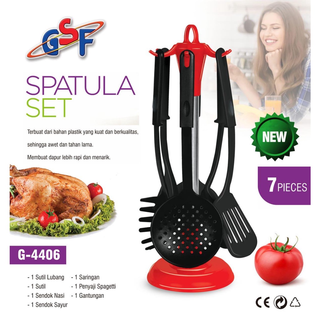 Spatula Set GSF 6pcs Sendok Sayur Sendok Peniris Spatula Sendok Spagetti