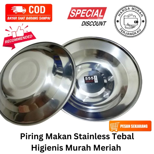 [BISA COD] PROMO Piring Makan Stainless Tebal Higienis Murah Meriah Wadah Makanan Nampan Baki Piring Lauk berkualitas