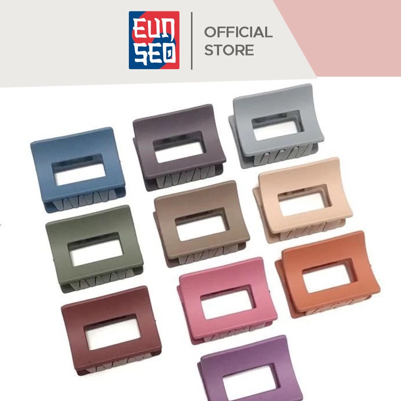 EUNSEO Jepit Rambut Kotak Bolong Warna Doff 5cm Jepitan Jedai Doff Square Matte Hair Claw Clips Fashion Korea