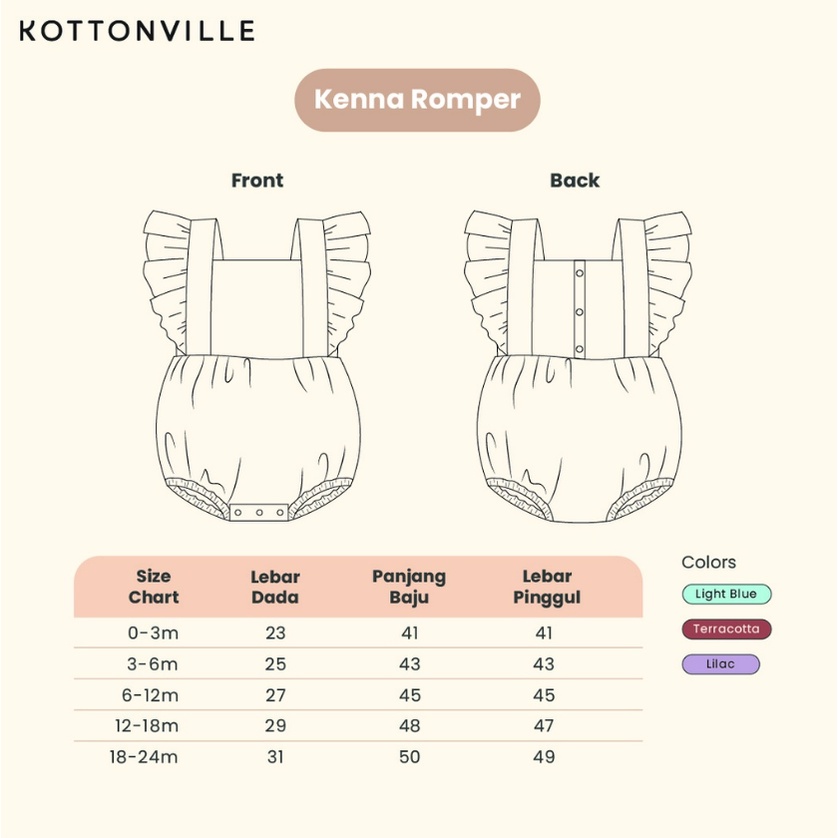 Kottonville Kenna Ruffle Romper 0-24M Jumper Ruffle Anak Perempuan Lucu Adem CBKS