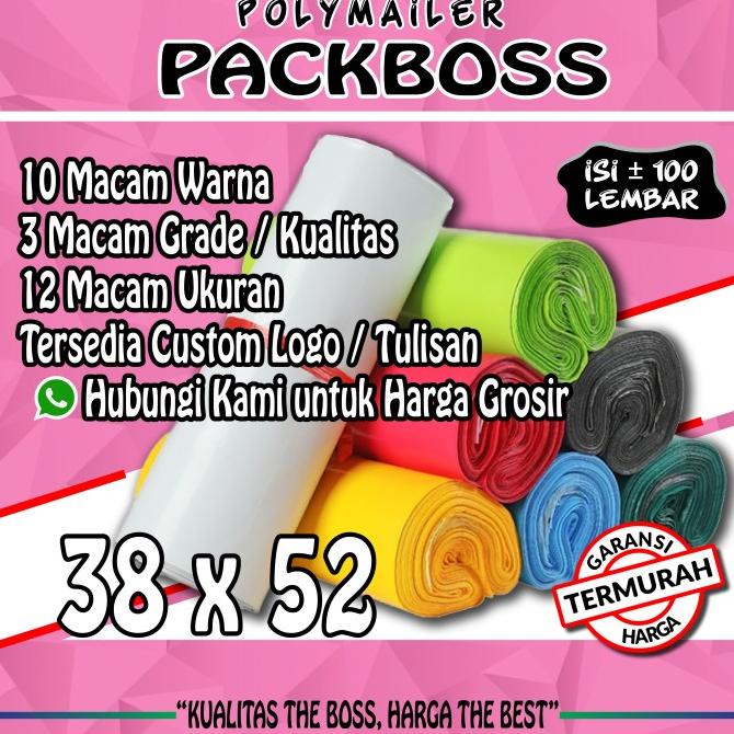 

POLYMAILER PACKBOSS 38X52 ISI 100 *KUALITAS BOSS * HARGA TERMURAH*