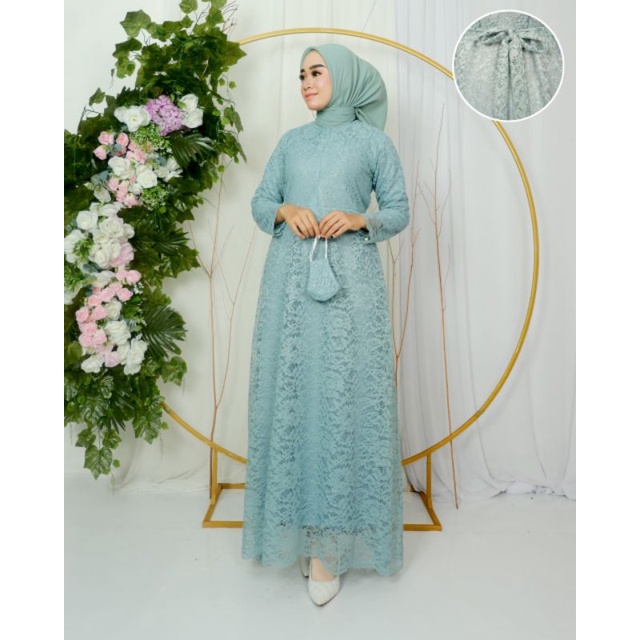 Permata Olshop / Kebaya Gamis Busui Brukat Modern / Gamis Pesta Mewah / Gamis Busui Kebaya / Gamis Modern