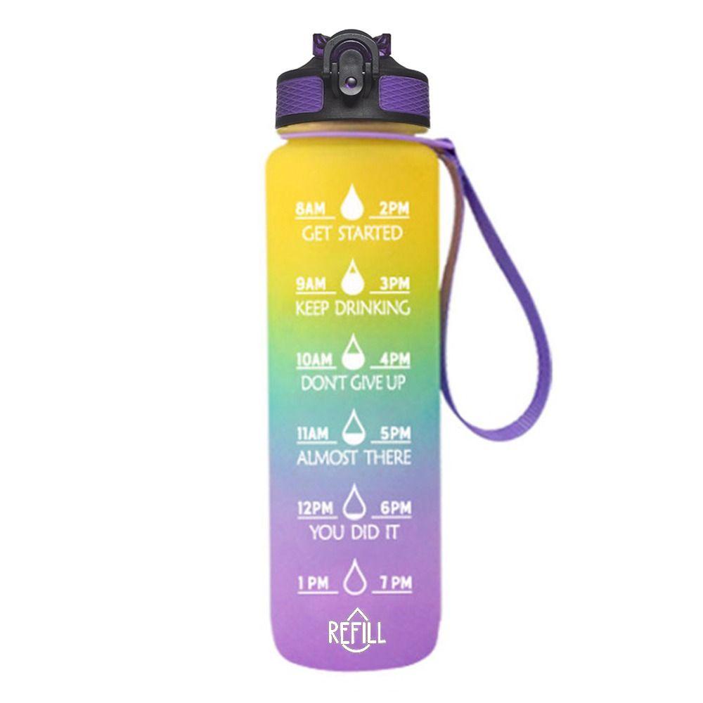 R-FLOWER 1000 ml Ketel Portable Outdoor Sport Warna Gradien Sepeda Cangkir Anti Bocor Air Minum 1L Water Cup