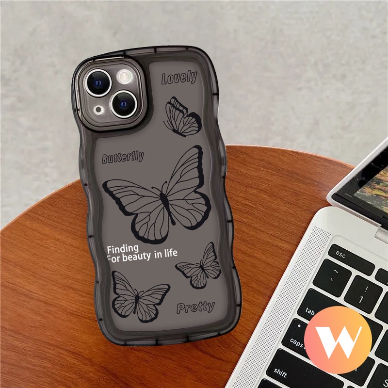 Casing Retro Butterfly Vivo Y16 Y35 Y22 Y15 Y33s Y15s Y93 V25E Y02 Y95 Y21 Y11 Y1s Y12i Y20 Y30 Y15A Y12s Y21s V23E Y75 Y91C V20 Y17 Y22s Y12 Y91C V21 T1 Y55 Soft Tpu Wavy Edge Cover