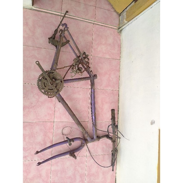 FRAME SET dll Sepeda MTB 26 Jadul anting tebal semi Verti size 16 INCH NOS