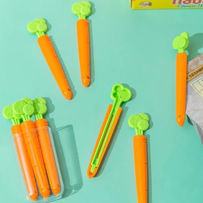 IKILOSHOP Klip Penyegel Kantong Plastik Makanan Bentuk Wortel Penjepit Kemasan Snack isi 5 per set