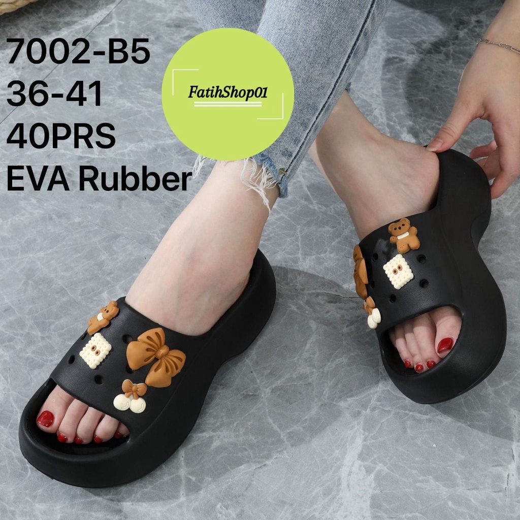 Sandal selop wedges wanita / 7002-A8 ( 36-41 ) / Sandal import terlaris / EVA RUBBER BALANCE