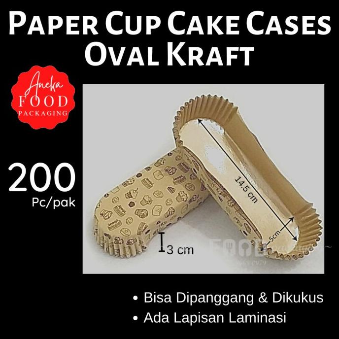 Kertas tatakan kue roti/paper cup cake laminasi OVAL kraft aneka kue