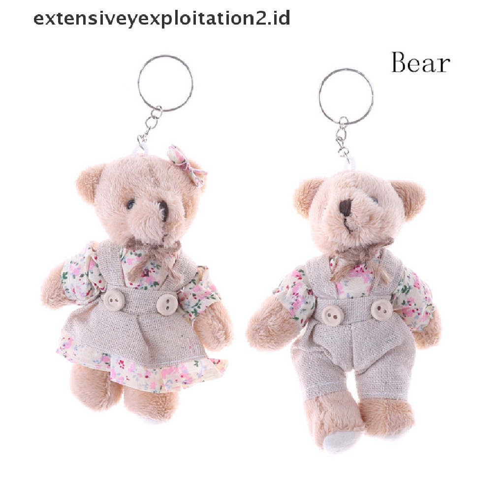 1 Pasang Gantungan Kunci Boneka Kelinci Teddy Bear Bahan Kain Plush 11cm Untuk Hadiah Pasangan Teman 2017