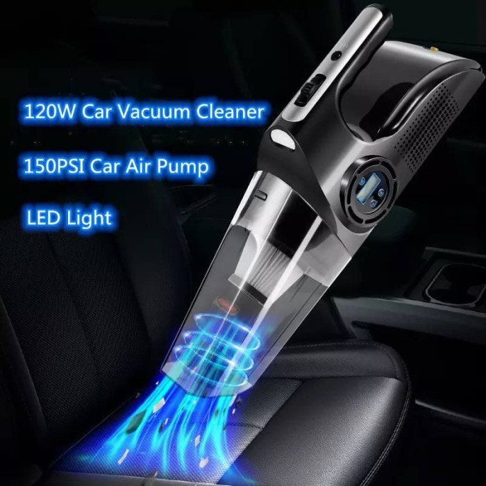 Vacuum Cleaner Mobil + Kompresor Udara Ban Vakum Lcd 6000Pa + Senter