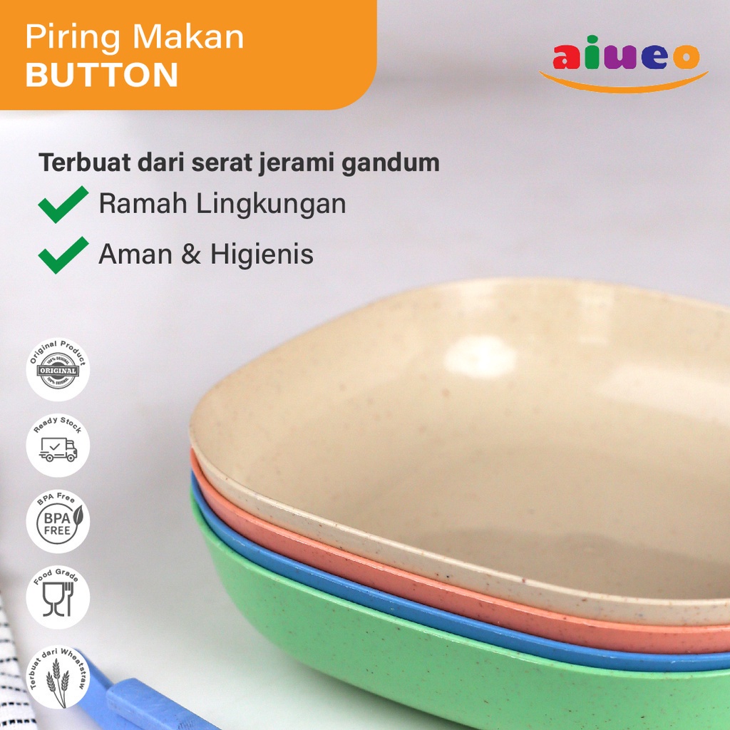 AIUEO 14cm Piring Makan Saji Kotak Persegi Tinggi Sup Soup Sayur Kuah WheatStraw Jerami Gandum Aesthetic Estetik Plastik