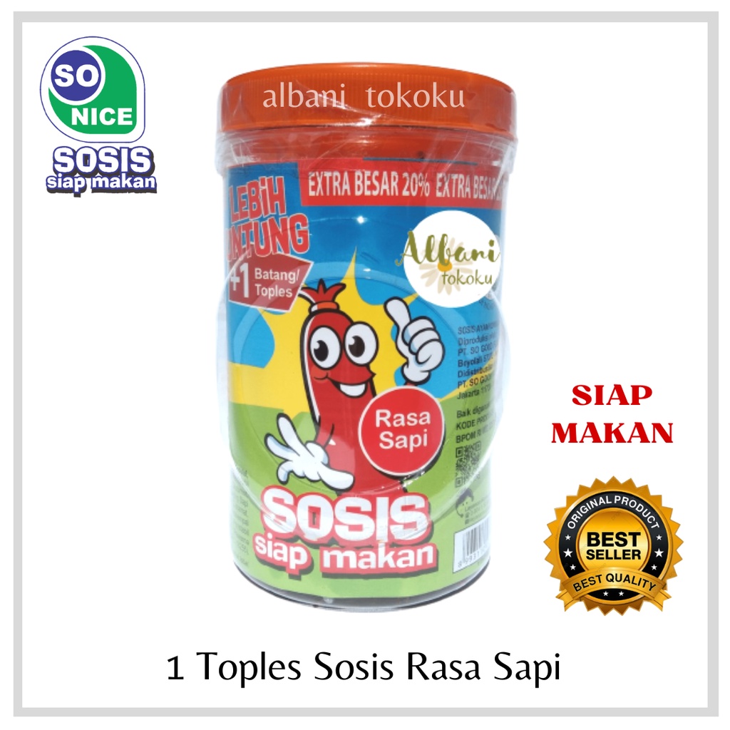 

SO NICE - Sosis Sapi Siap Makan - Sosis Sonice Kemasan Toples - Sosis So Nice Rasa Daging Sapi - AMAN - BPOM