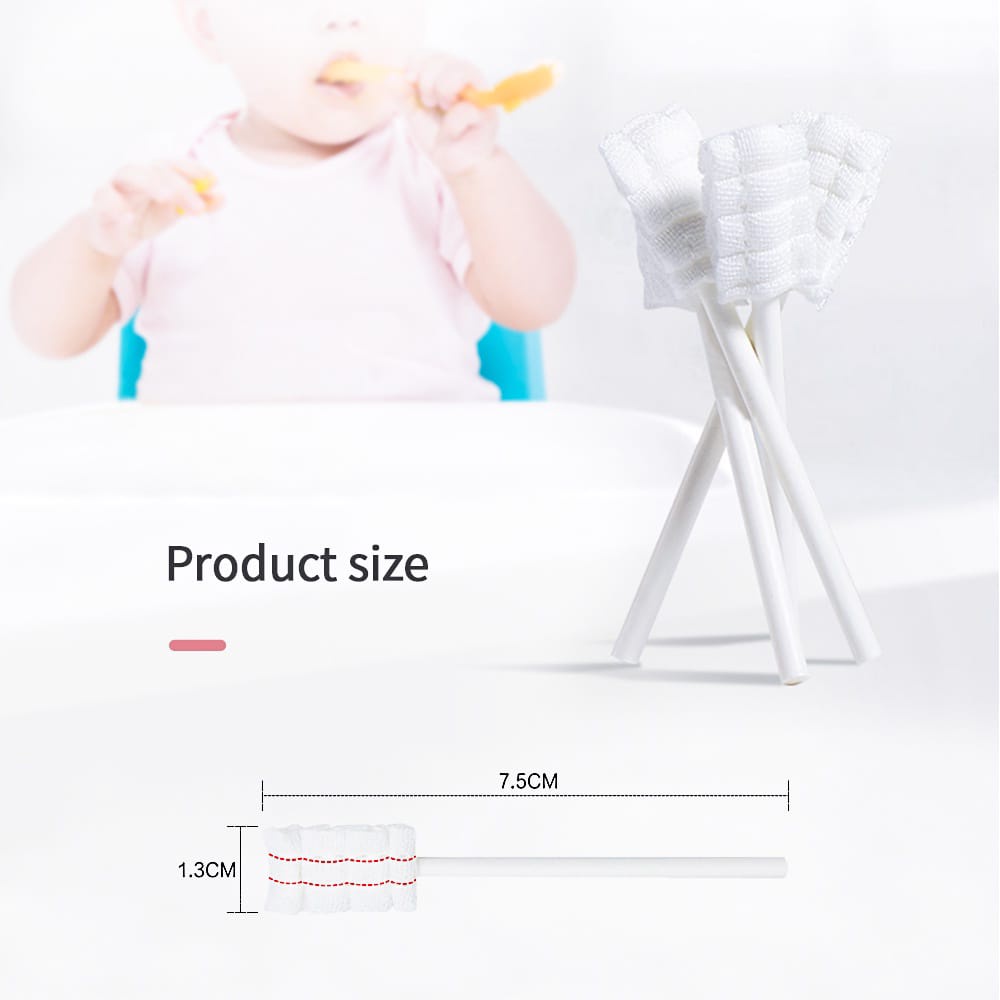 HK Kasa Steril Stik Pembersih Lidah Mulut Bayi Sekali Pakai | Kapas Batang Sikat Gigi Sikat Lidah usia 0-3 Tahun | Baby Mouth Oral Cleaner Cotton Tooth Brush