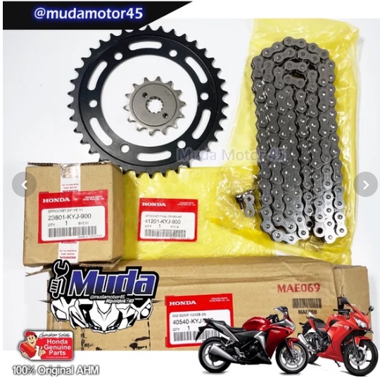 GIR SET CBR250R CBU THAILAND CBR 250 K33 23801-41201-40540-KYJ-900 RANTAI RODA KIT SPROCKET DRIVE AS