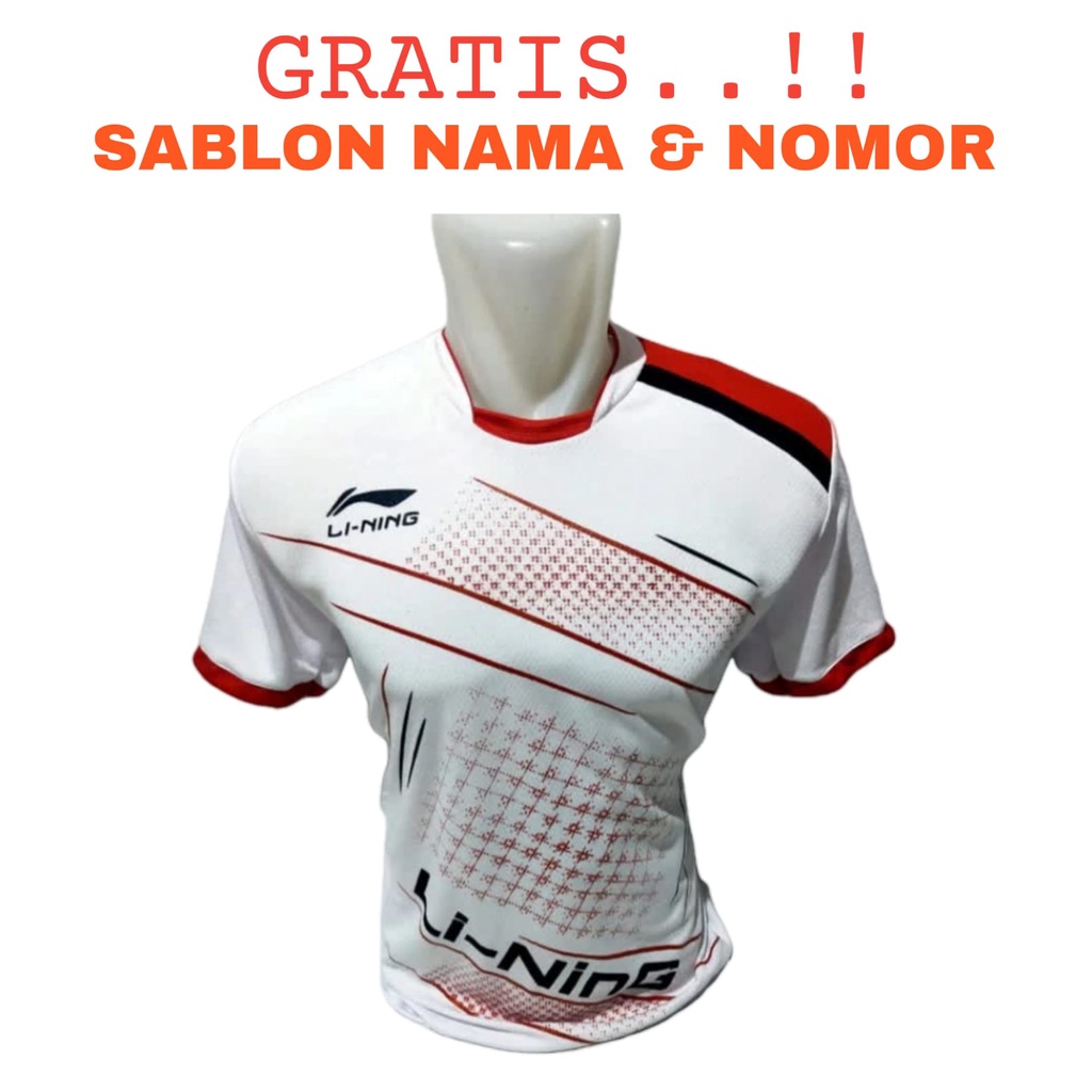 ( FREE SABLON NAMA &amp; NOM0R ) Baju olahraga badminton bulutangkis bola futsal volly baju atasan dewasa terbaru