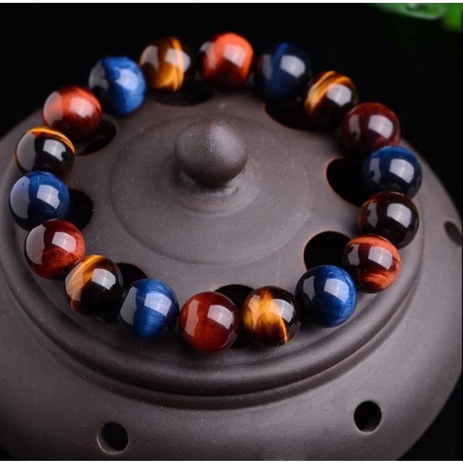 Gelang Batu Natural Tiger Eye Original Garans Asli - Merah