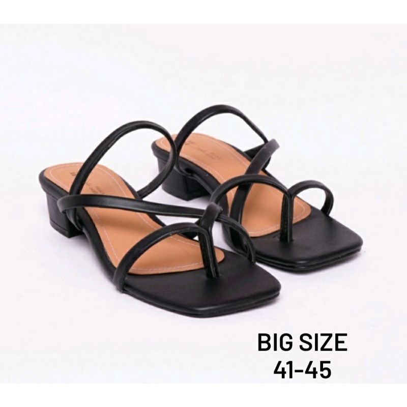 Sandal OVERSIZE Wanita 41.45 Heels 3Cm Kaki Jumbo Cewek Sendal Pesta Big Size 108.Black