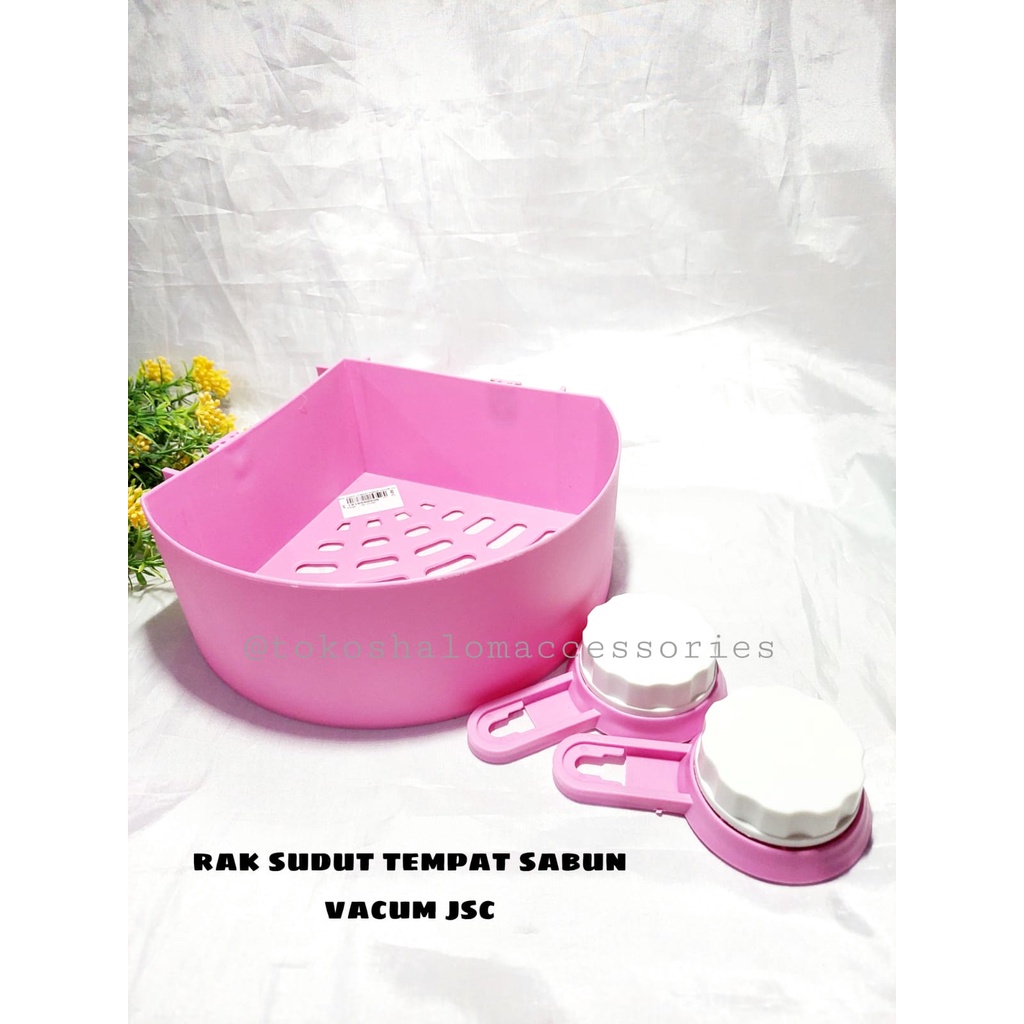 Rak Sudut Siku Kamar mandi Dispender Sabun Tempel Dinding Plastik Segitiga Serbaguna Triangle Shelve