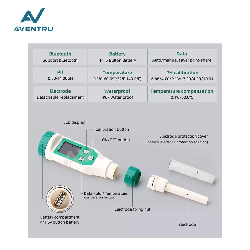 2in1 Smart PH Temperature Meter Tester YY1030 YY1031