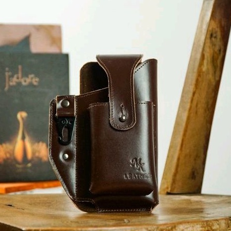 CASING HANDPHONE + TEMPAT ROKOK KULIT SAPI ASLI