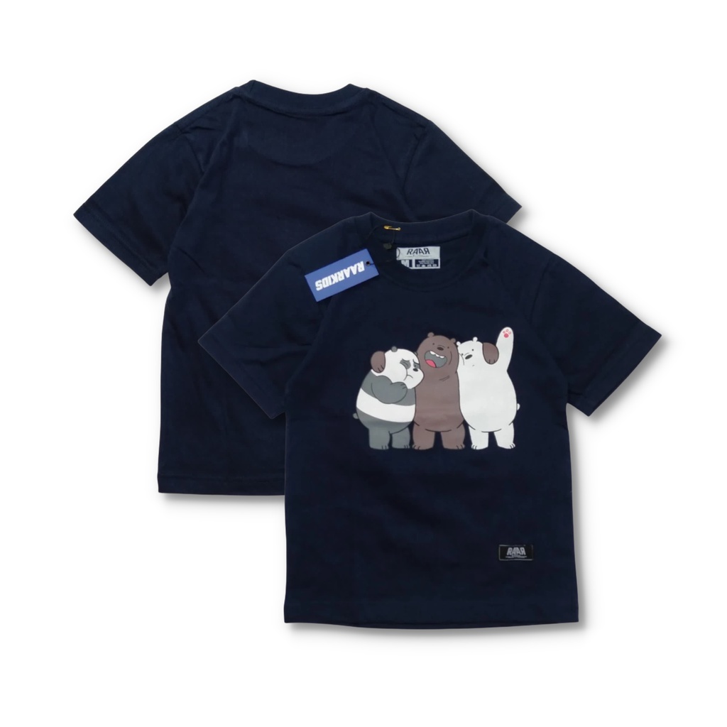 Raarkids - Baju Kaos Anak Laki Laki | Atasan Anak Perempuan Motif Bare Bears Umur 2 11 Tahun Warna Navy