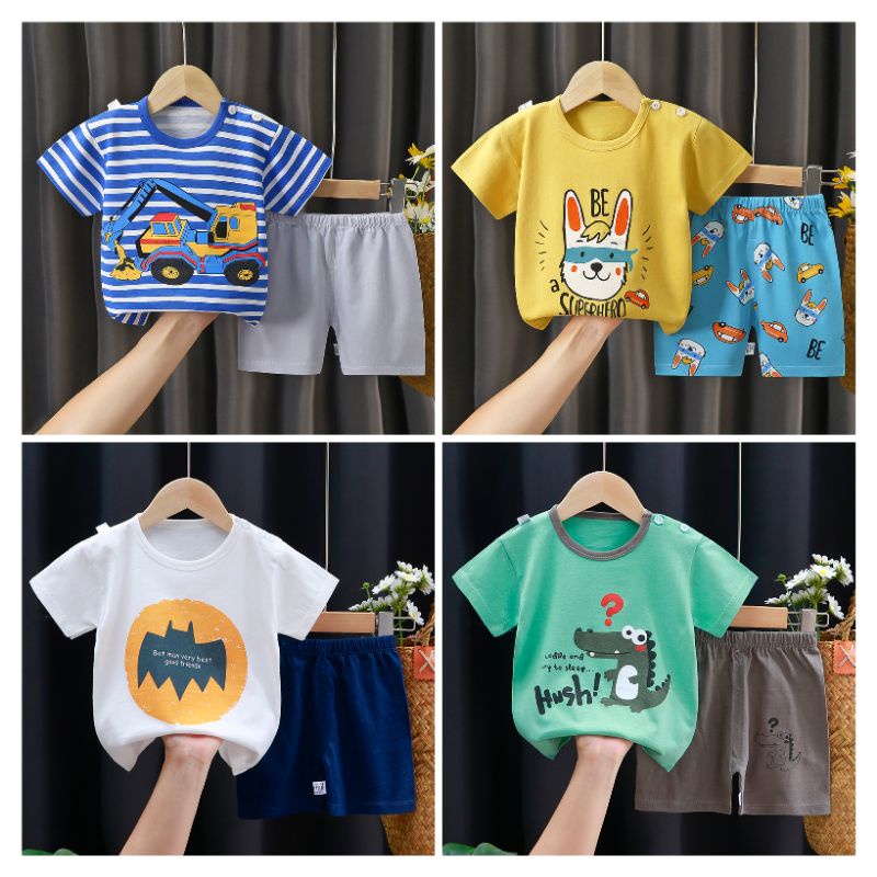 OK Baju anak laki laki import setelan harian lengan pendek 3bln - 6 thn SP25