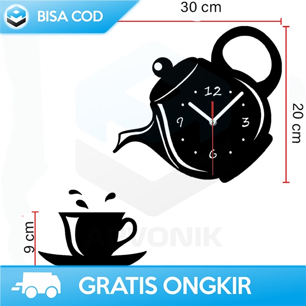 JAM DINDING UNIK MURAH JAM DINDING QUARTZ DIY MODEL TEKO KOPI AKRILIK