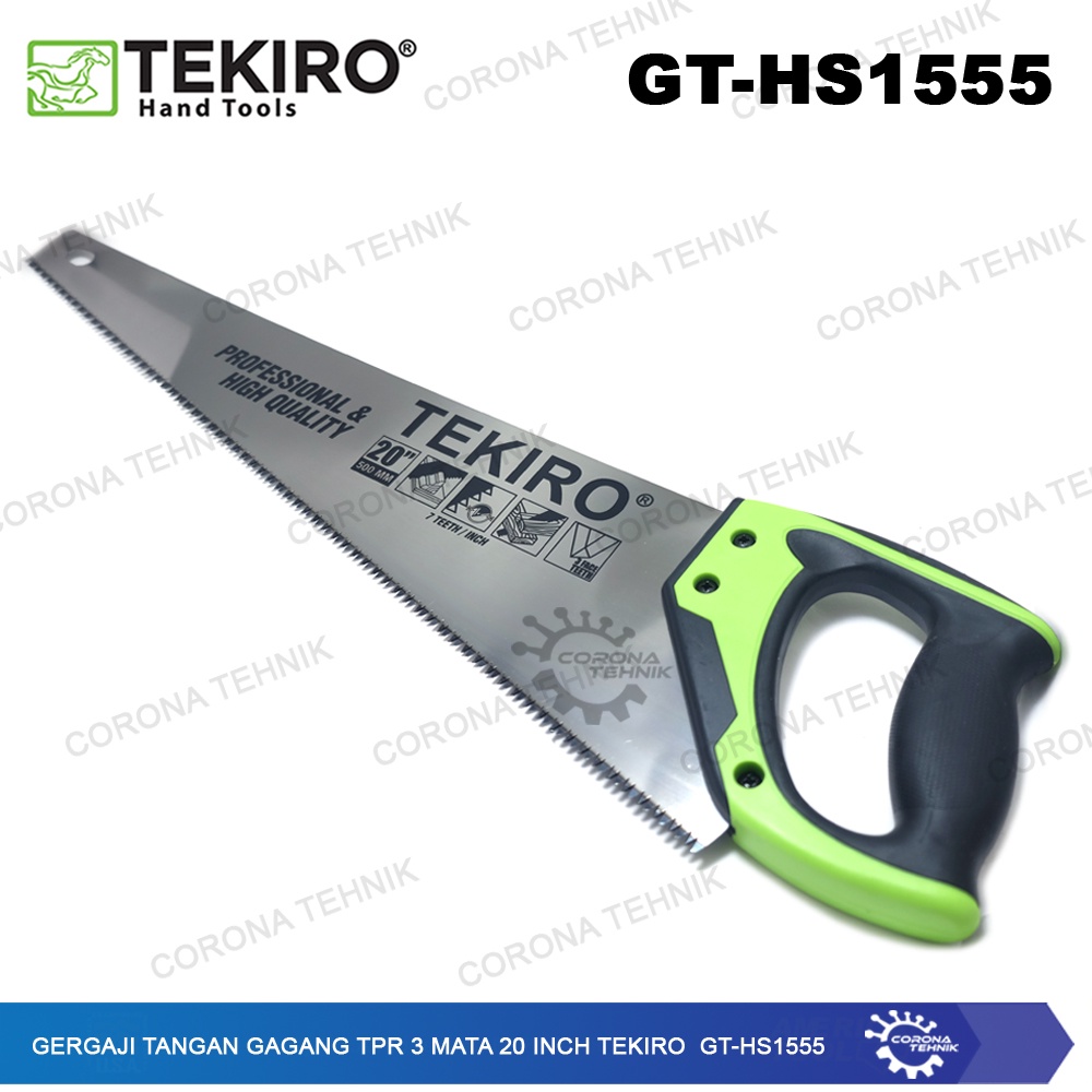 GT-HS1555 - Gergaji Tangan Gagang TPR 3 Mata 20 Inch Tekiro