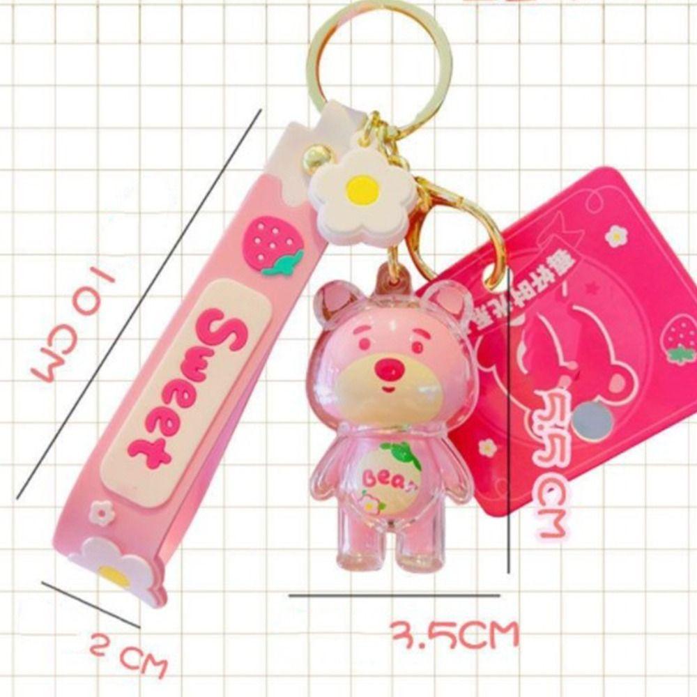 Lanfy Wanita Gantungan Kunci Lucu Kreatif Hadiah Strawberry Bear Pria Dekorasi Key Holder