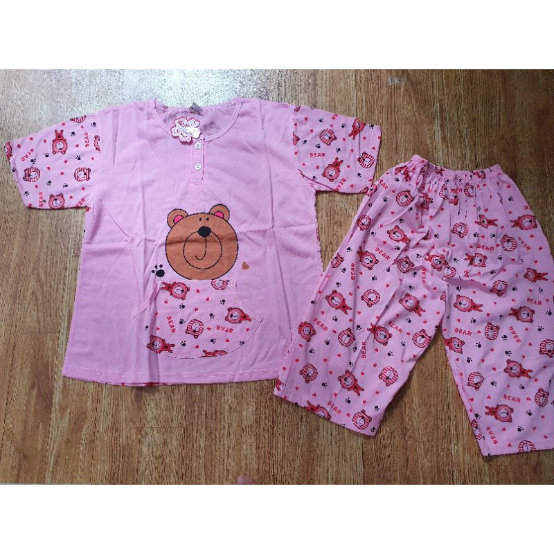 Sielie babydoll wanita piyama kaos celana 3/4 merk denini by sielie