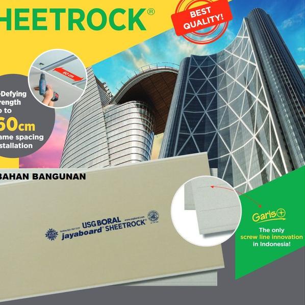 Gypsum Sheetrock jayaboard 9mm x 1200 x 2400 mm - Gypsum Jaya 9mm
