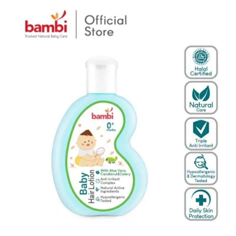 Bambi Baby Hair Lotion with Candlenut Aloe Vera &amp; Celery lotion rambut bayi 100 ml