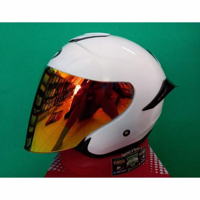 Helm Kyt Kyoto Solid White+Visor Venom+Spoiler Paket Ganteng